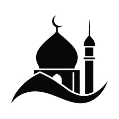 Mosque Icon Islamic Architecture, Dome, Minaret, Crescent Moon