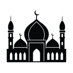 Silhouette of a beautiful mosque with domes and minarets depicting islamic architecture and religious symbolism
