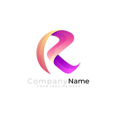 R logo with colorful design vector, 3d colorful style