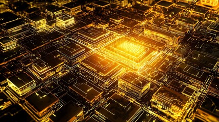 Obraz premium Glowing Geometric Shapes Building a Network of Lines and Motion Paths Symbolizing Future Communication