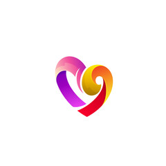 Abstract love logo with charity design template, 3d colorful design