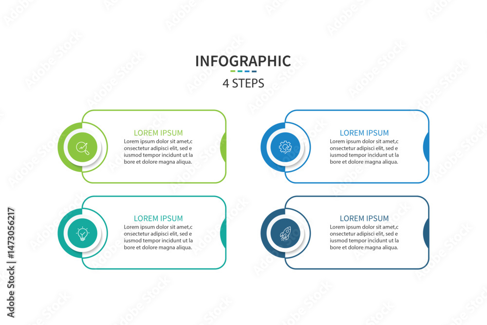 Poster infographic labels with icons and 4 options or steps. suitable for process diagrams, presentations, 