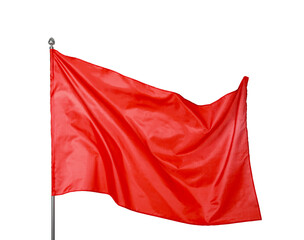 One red flag on white background. Mockup for design