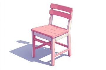 A Pink Wooden Chair with Soft Shadows Ideal for Minimalist and Home Decor Themes