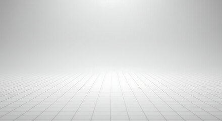 Abstract white gradient background with tiled floor perspective. Minimalist modern design for presentations, web design and product placement.