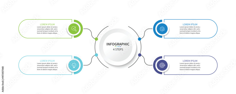 Poster vector infographic label design with circle infographic template design and 4 options or steps.