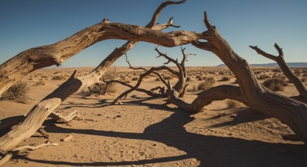Dead Trees in a Sunny Desert Landscape