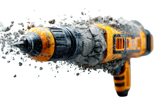 Power Drill Breaking Through Concrete Demolition Construction Industrial Tool