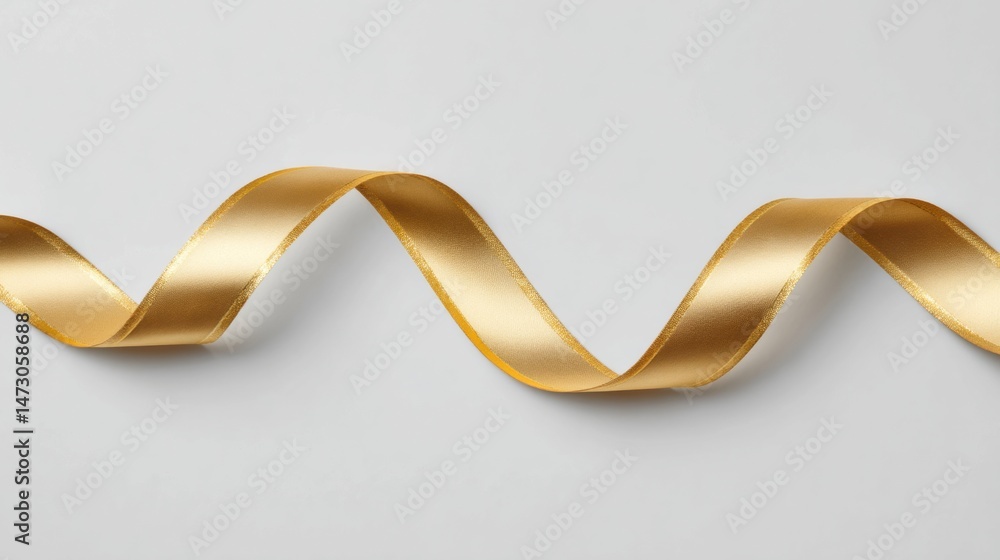 Aufkleber Minimal Golden Ribbon on Pale Background Conveys Elegance for Various Messaging Needs During Celebrations and Events