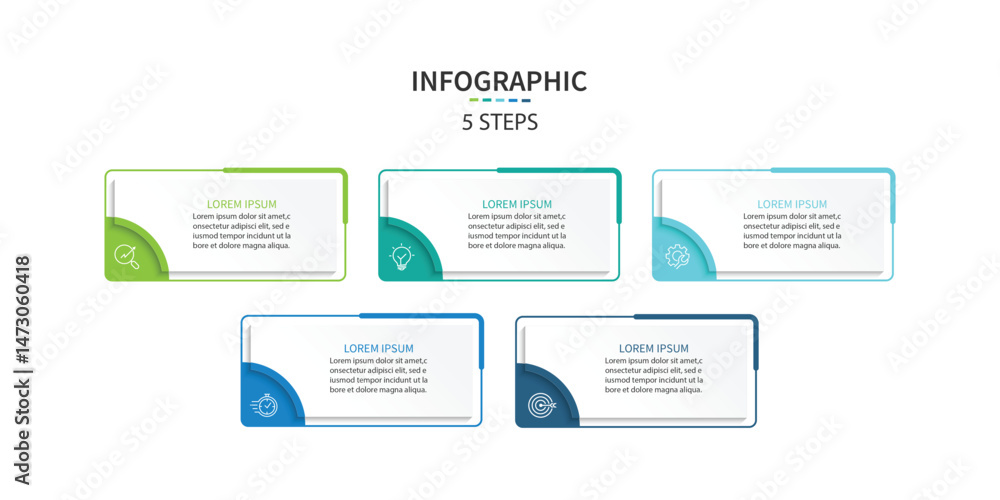 Aufkleber infographic labels with icons and 5 options or steps. suitable for process diagrams, presentations, 
