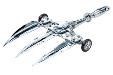 Shiny Metallic Claw with Wheels Futuristic Design for Fantasy and SciFi Themes