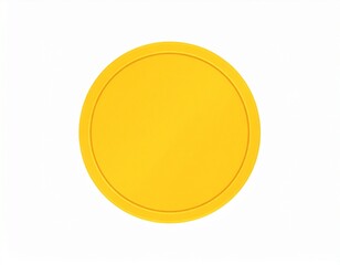 Isolated gold coin. Circular shape with raised border, set on white. Minimalist, clean