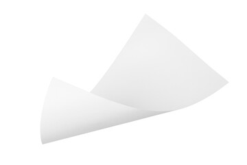 pile blank white paper flying, empty note leaf or leaflet in motion mockup, sheet falls and twists isolated on white with clipping path.