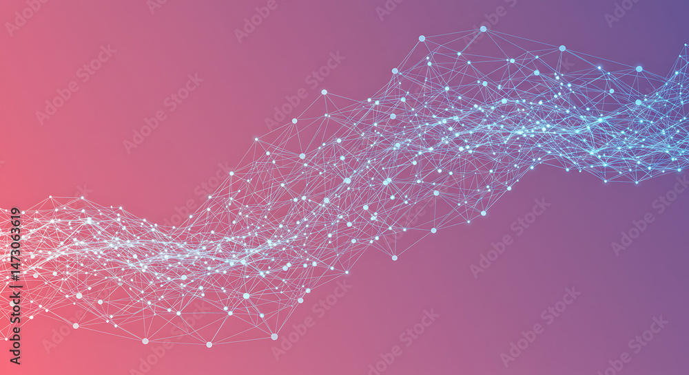 Aufkleber abstract network of interconnected dots and lines, conveying digital connectivity, data flow, and a 