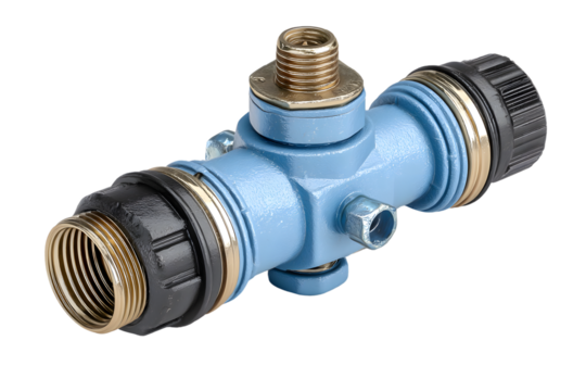 Plumbing Fitting with Blue Body and Brass Connections for Water Supply Systems