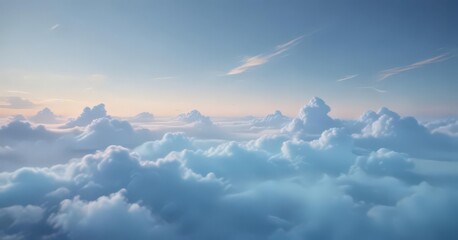 Obraz premium Soft light blue abstract, blurred gradient cloudscape, ethereal feel , illustration, image, subtle