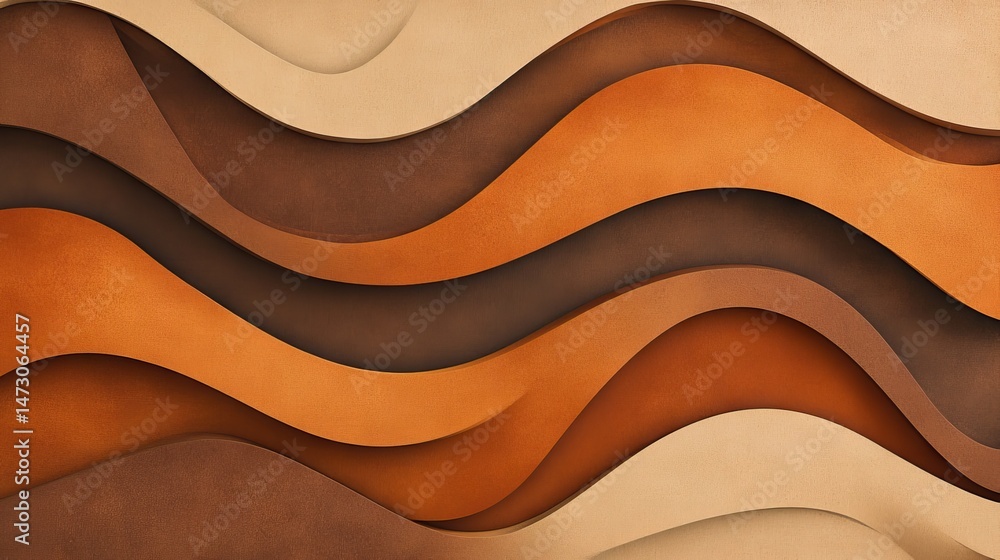 Aufkleber abstract wavy layers of warm beige and brown tones create a soothing visual effect. ideal for backgr