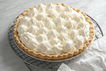 Creamy pie topped with generous dollops of whipped cream