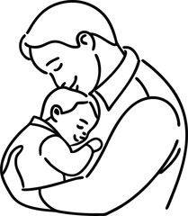 Loving embrace a father tenderly hugs and cradles his baby illustrating paternal affection and parenthood
