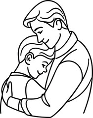 Vector illustration depicting a loving father embracing his child showing affection and family bond