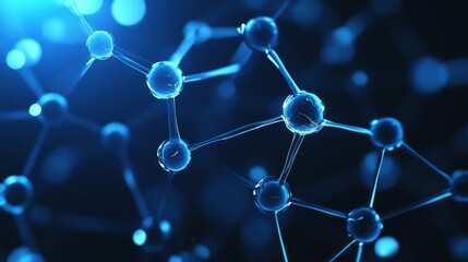 Stunning Molecular Structure in Deep Blue blue background