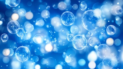 Enchanted Blue Bubbles blue background
