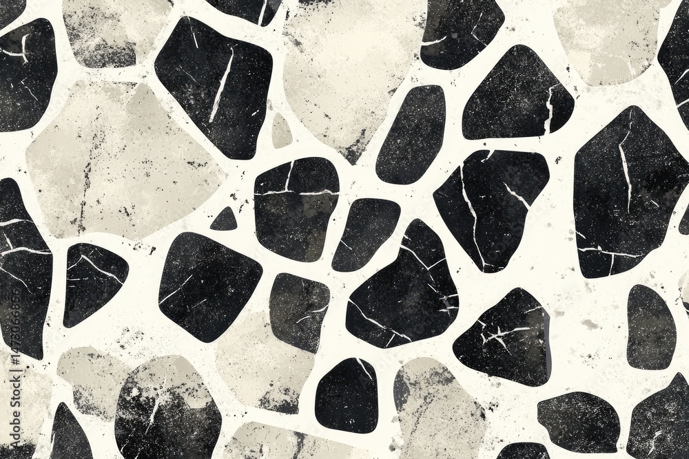 Poster abstract texture of cracked stone pavement in neutral tones. showcasing intricate patterns and lines