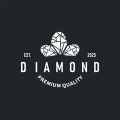 luxury jewelry design with gemstone logo concept, luxury diamond stone templet brand product concept with simple vintage concept