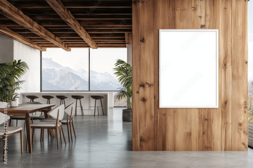 Poster modern conference room with a large empty canvas on the wall. surrounded by stylish furniture and pa