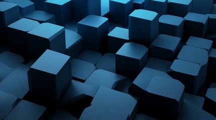 Abstract Geometric Blocks in Dark Blue blue background