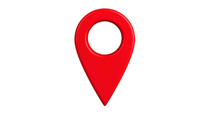 Red map pin icon representing a location marker, isolated on transparent background. Useful for navigation, GPS, and map applications.