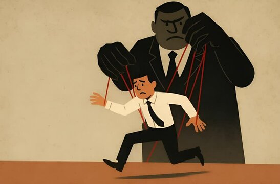 Boss Manipulation Concept Depicting Toxic Leadership and Power Abuse
