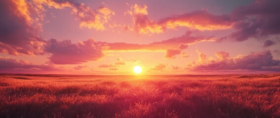 Fototapeta premium Golden Sunset over a Wheat Field