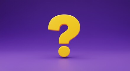 Yellow question mark on purple background for inquiry