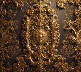 Opulent gold baroque wallpaper, rich jewel tones,  art,  royal