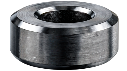 Metallic Cylinder Component: A close-up, photorealistic shot of a meticulously crafted metallic cylinder component, showcasing its industrial precision, smooth surface, and inner cavity.