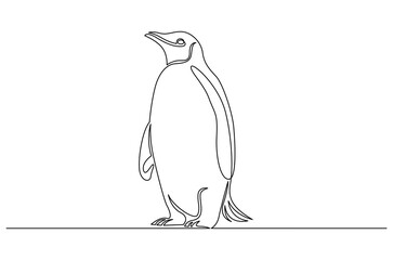 Continuous one line drawing of Penguin. Single line drawing illustration of Cute bird penguin. World Penguin Day concept vector art. Doodle line illustration.