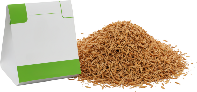 Unmilled Rice Paddy Rice Grains Heap with Packaging Mockup