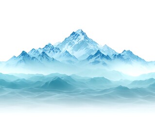 Fototapeta premium Tranquil snow-capped mountains in a serene misty landscape composition