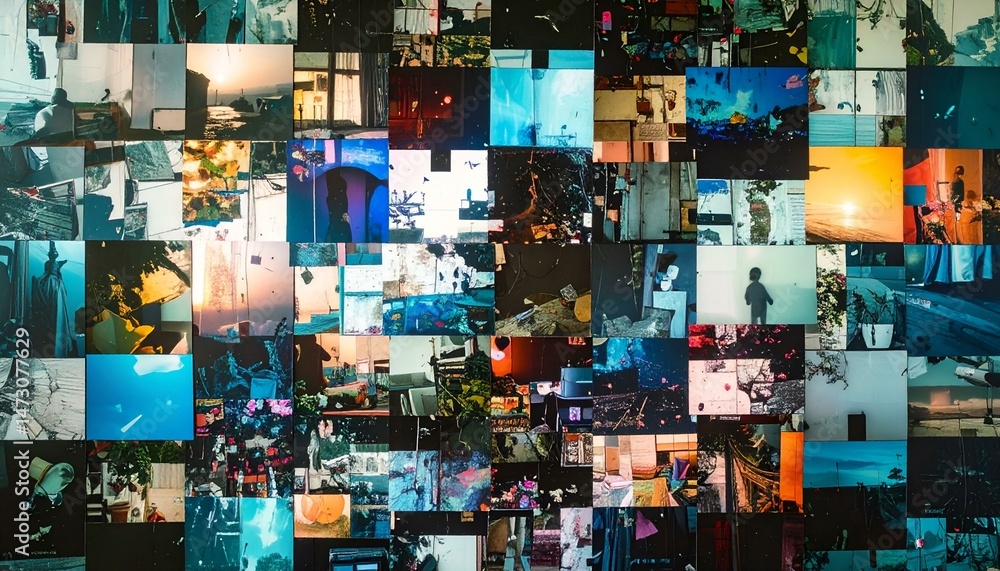 Aufkleber vibrant collage of diverse images, creating a dynamic and captivating visual experience. a diverse p