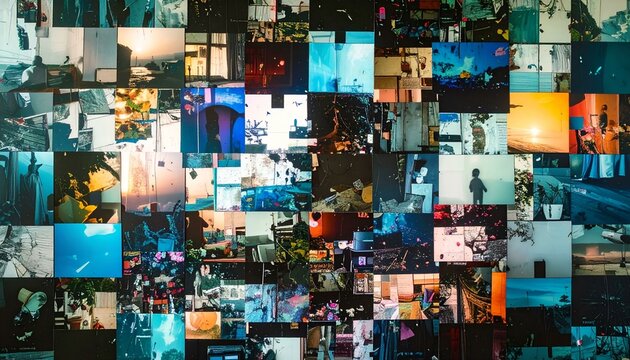 Vibrant collage of diverse images, creating a dynamic and captivating visual experience.  A diverse photo montage.