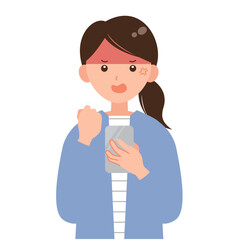 スマホを手に持ち怒る女性のイラスト