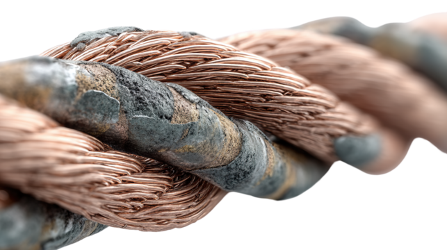 Intertwined Strength: A close-up view of a rugged rope, showcasing the intricate texture and the interweaving strands, a symbol of resilience and connectivity.