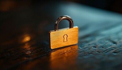 Fototapeta premium Lock on dark wood