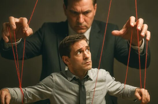 Boss Manipulation Concept Depicting Toxic Leadership and Power Abuse