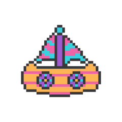 boat sea vehicle pixel art