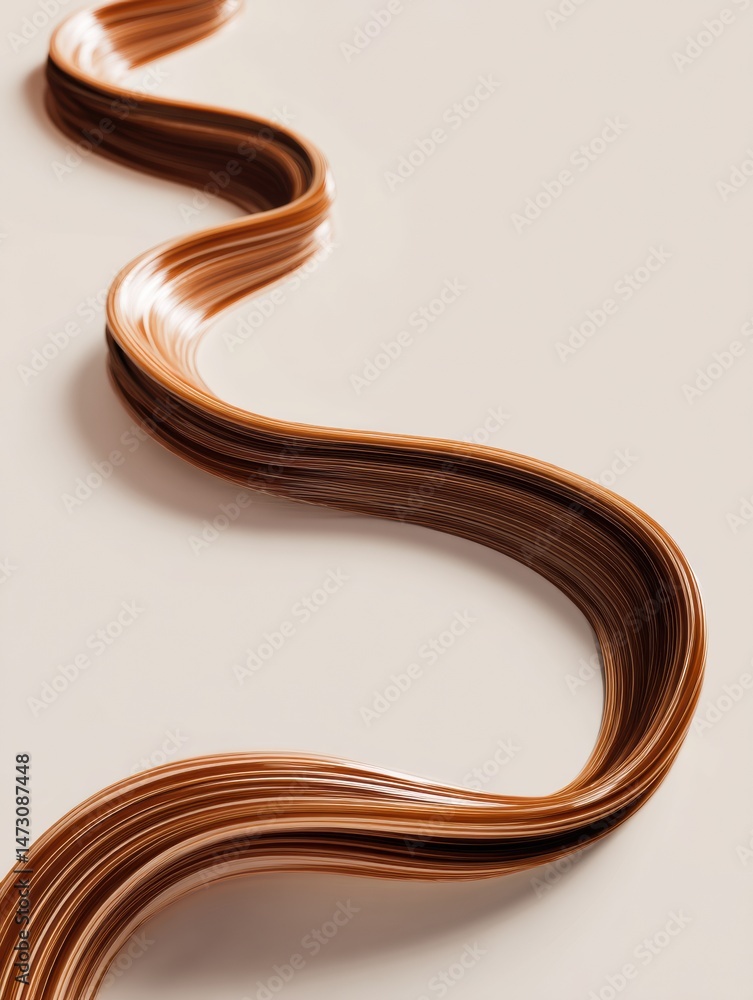 Poster Curling Ribbon Trail Against a Plain Background Creates an Elegant Design With a Clean Center Emphasizing the Smooth Texture and Gentle Curves