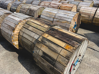 Pile of electrical wire rolls