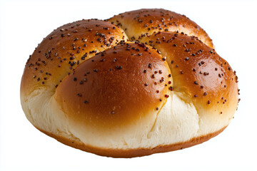 Soft and fluffy hamburger bun with golden brown crust, topped with small seeds, perfect for holding delicious fillings. Its light texture makes it ideal choice for any meal