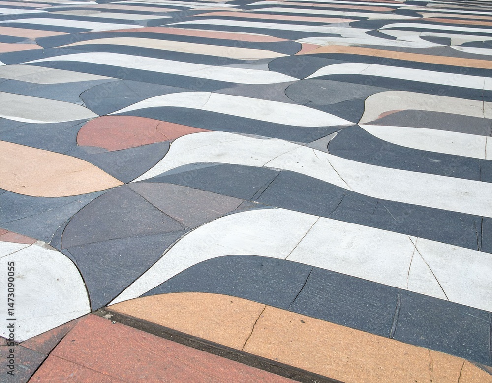 Aufkleber abstract pavement design with wavy lines and various colors.